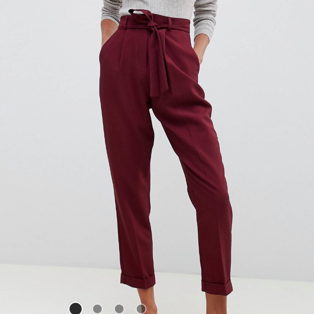 OPEN TO OFFERS ASOS Peg Leg Burgundy Pants with Obi Tie